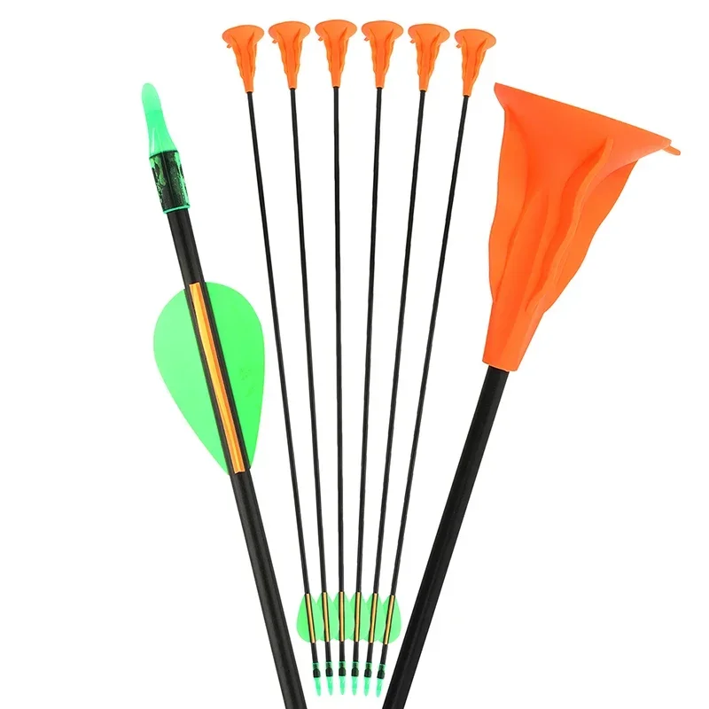 6/12pcs Archery Sucker Arrow Strong Suction for Children's Practice Fiberglass Shaft Kid Sucker Cup Arrowshead Shooting Game