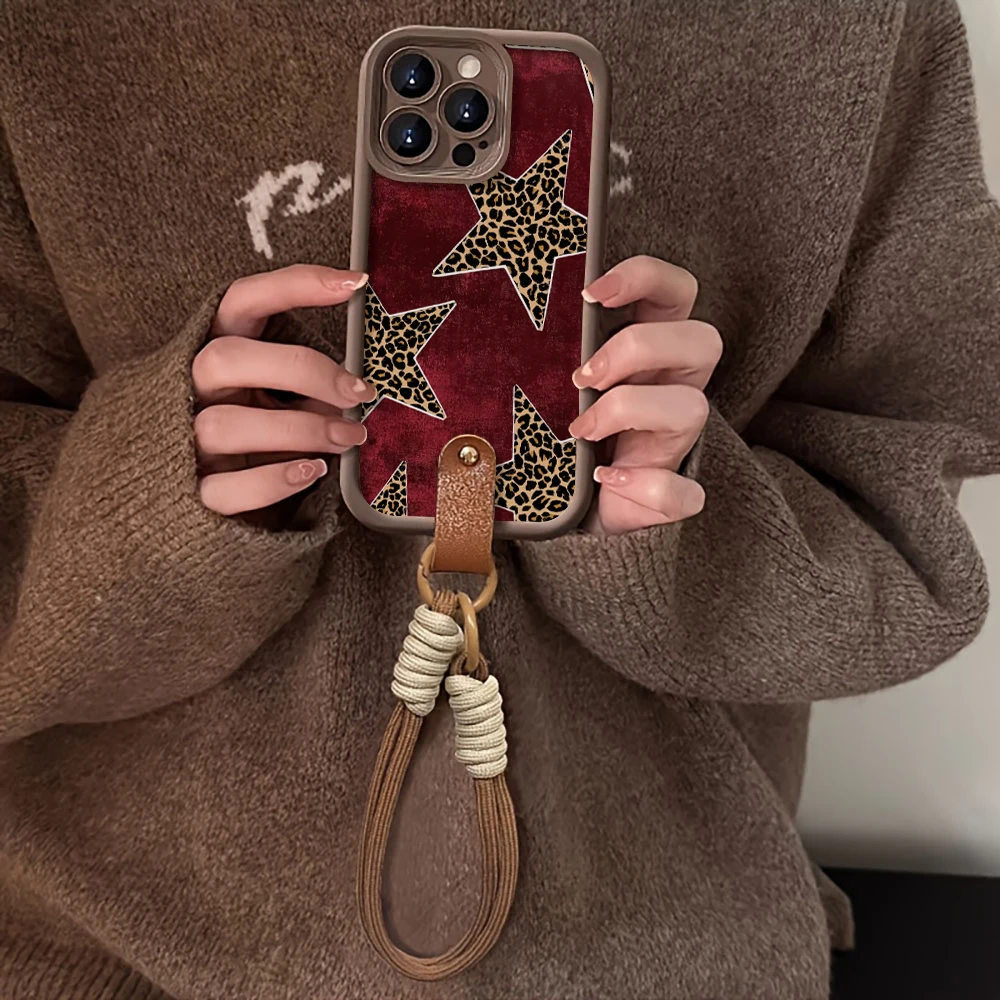 Y2K Leopard Star Floral Print Phone Case Cover
