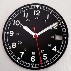 Sterile Salmon Black White Watch Dial with Arabic Numerals and Hands - Premium DIY Watch Accessory (Black dial Hand)
