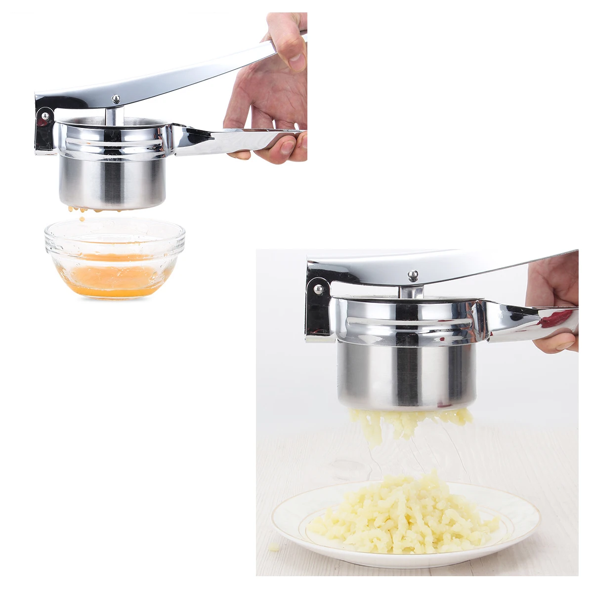 Heavy Duty Potato Ricer with 3 Interchangeable Stainless Steel Disks Food Press Tool for Puree Mashing Food Spaetzle