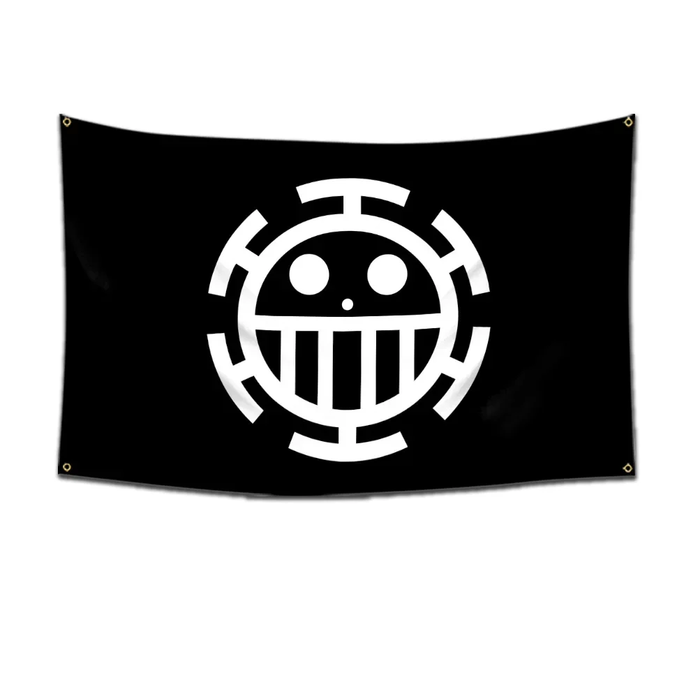 thumbnail image 1 of Bandera de calavera pirata de One Piece de Anime, decoración de pared para el hogar y el dormitorio, pancarta con pintura de sombrero de paja de Luffy, bandera pirata, juguetes para niños, regalo, 1 of 5