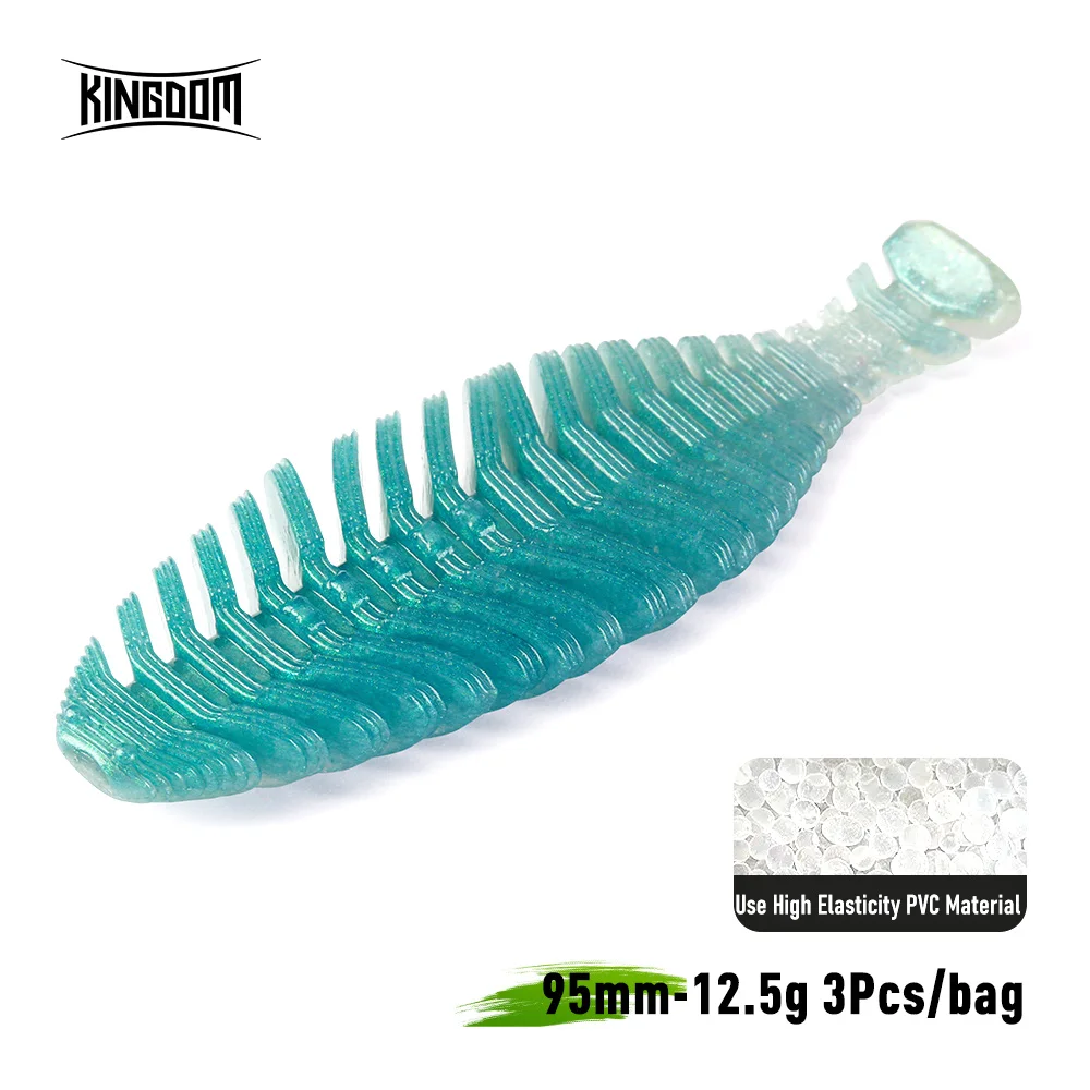 Kingdom Soft Lure 3 teile/beutel 95mm 12,5g PVC Soft Shad Köder Geruch Zugefügt Fett Künstliche T Schwanz VIBE Swimbait für Hecht Bass Angeln