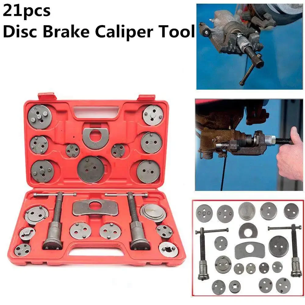 

21pcs Car Disc Brake Caliper Wind Back Pad Piston Compressor Automobile Garage Repair Tool Kit Set with Case
