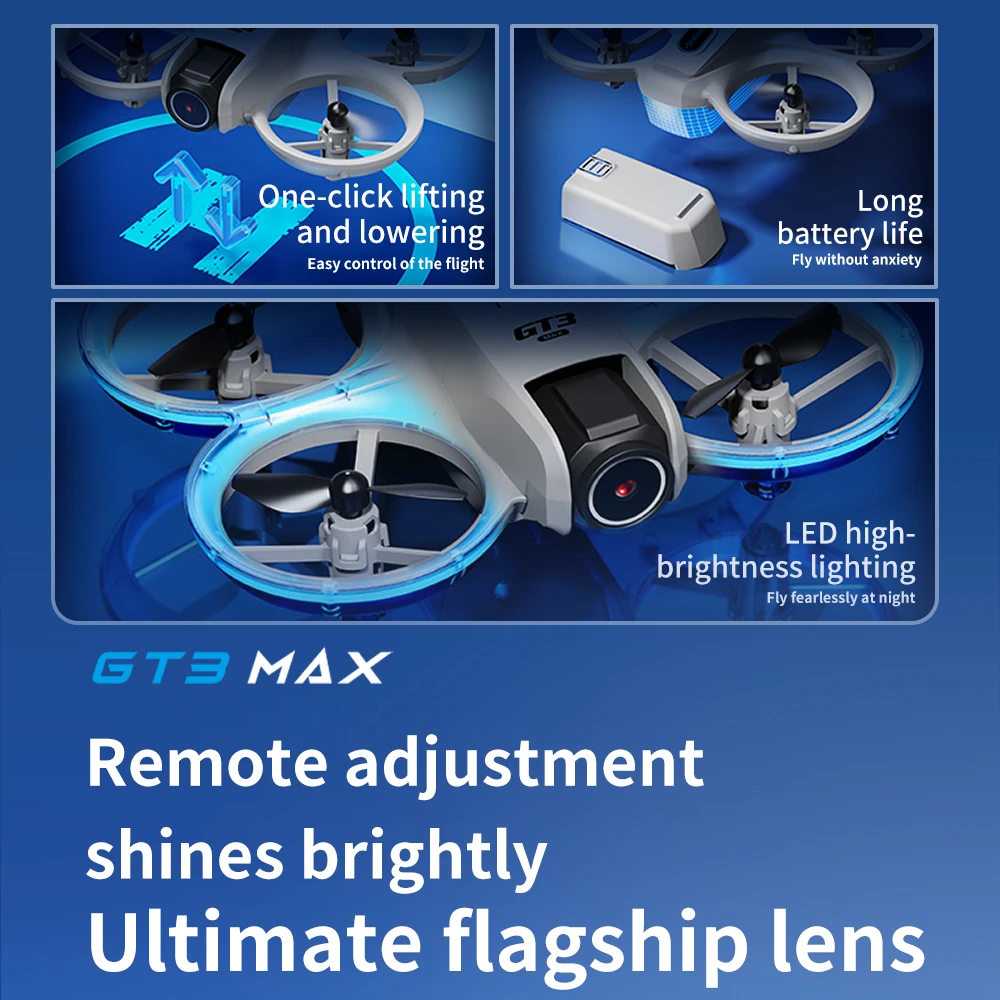 Nuovissimi Droni GPS GT3 con Doppia Fotocamera 8K HD 180° ° Quadricotteri FPV 5G WIFI con Motori Brushless, Evitamento Ostacoli Intelligente, Pieghevoli - immagine 3