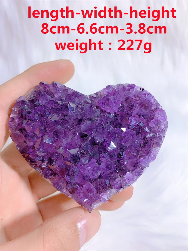 

Natural Amethyst Geode Heart Free Form Tumble Slab Crystal Mineral Madagascar Healing Palm Workmanship Ornament Carving Chip