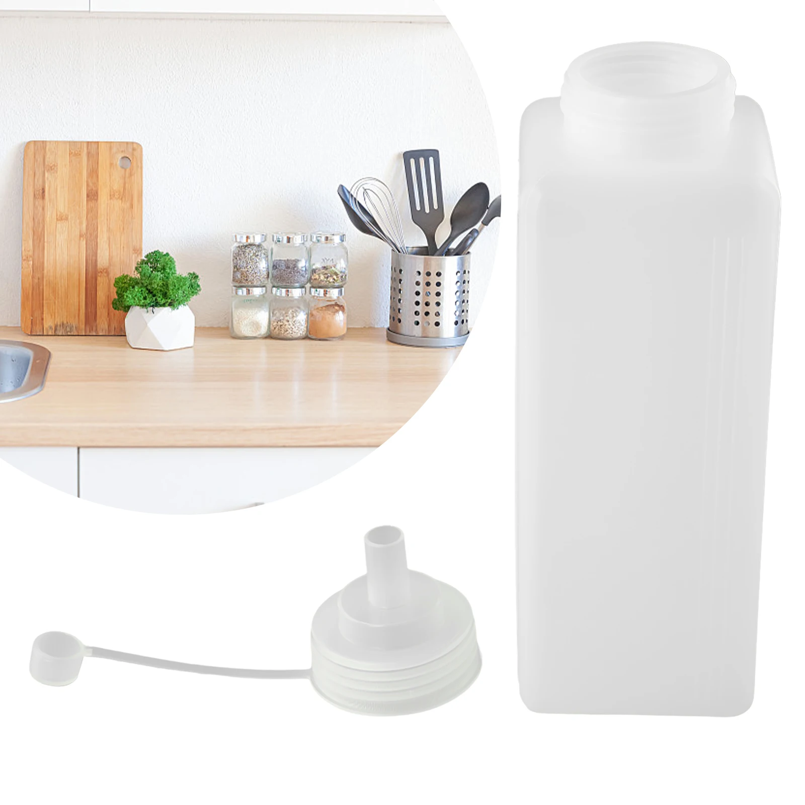 1Pcs PE 800/1000ML Large Diameter Dustproof Plastic Squeeze Sauce Bottle Dressing Bottle Squeezing Container Seasoning Bottle