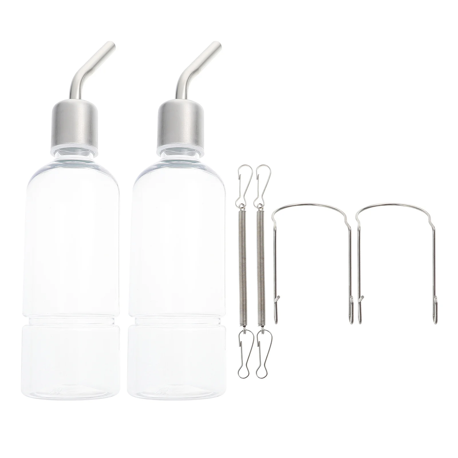 Rabbit Water Bottle Pet Hanging Feeder Leak Proof Transparent Design Guinea Pig Dispenser Container Watering Supplies 2 Pcs