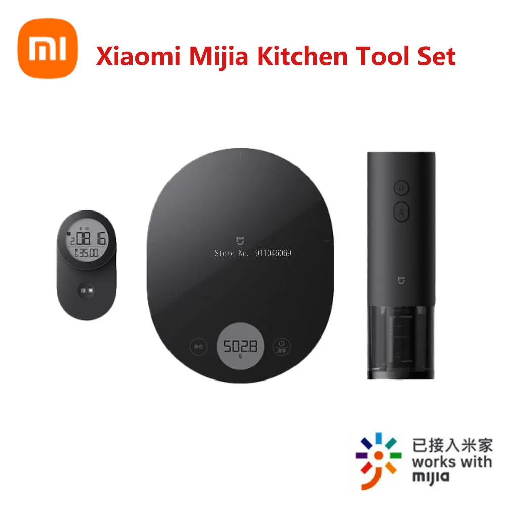 

Xiaomi Mijia Kitchen Tool Set 3in1 Electronic Scale 3KG Electric Wine Opener Intelligent Timer Work with Mi Home App