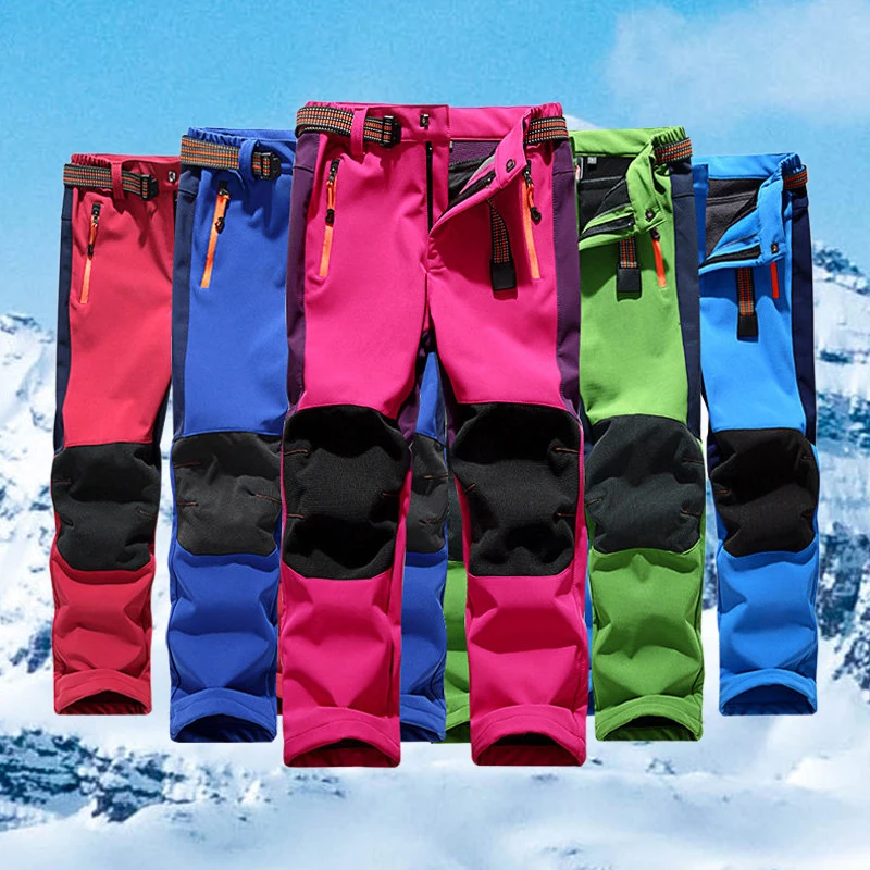 

Boys Girls Spring Autumn Winter Softshell Fleece Windproof Waterproof Pants Camp Climb Hiking Ski Warm Sweatpants Teen Trousers