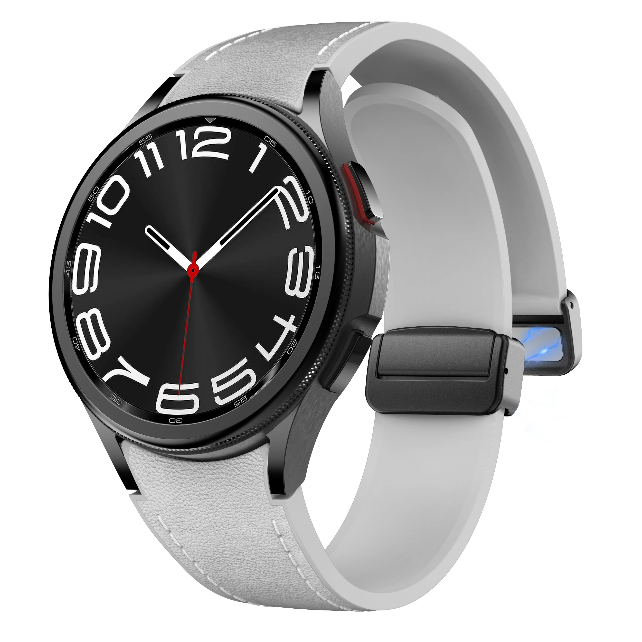 Premium Leather & Silicone Smartwatch Strap Bracelet (Multiple Sizes Available)