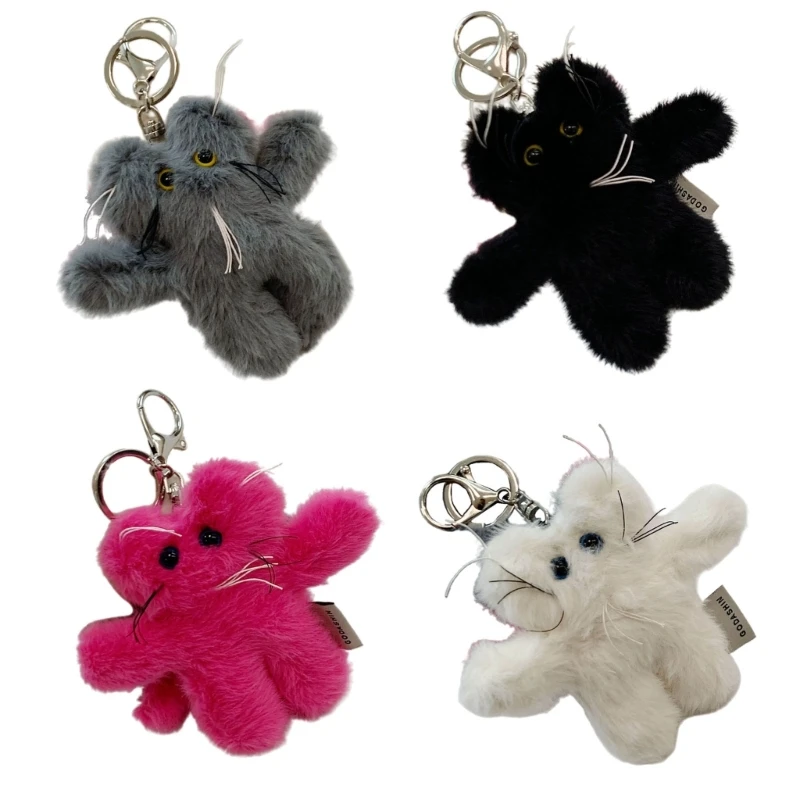 

Y4QE Plush Keychain Bear Pendant Key Chain Stuffed Animal Toy Cartoon Keyring Bag Ornament Backpack Decoration