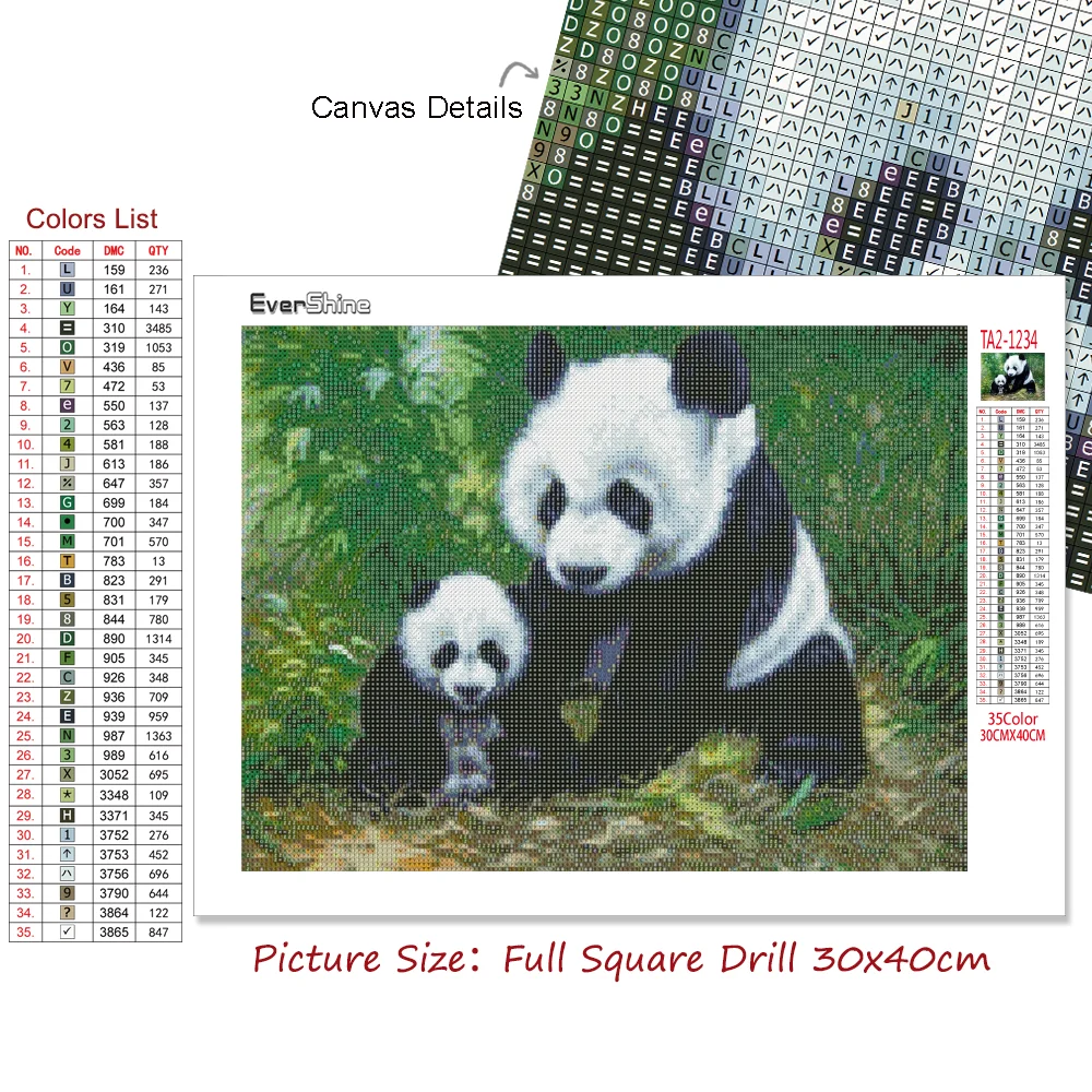 Diamond Painting Panda 5D DIY Full Square Drill Animals Diamond Art Painting Kit Home Decoration