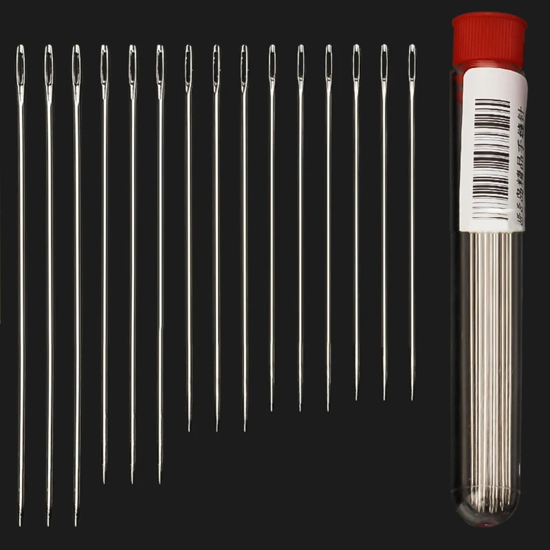 50-Piece Stainless Steel Sewing Needle Set - Large Eye Embroidery & Hand Sewing Needles (5 Sizes Included)