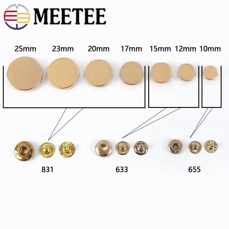 Meetee 10Sets 10/12/15/18/20/25mm Matal Snap Buttons Jeans Bag Decorative Buckle DIY Garment Sewing Button Craft Accessories 3