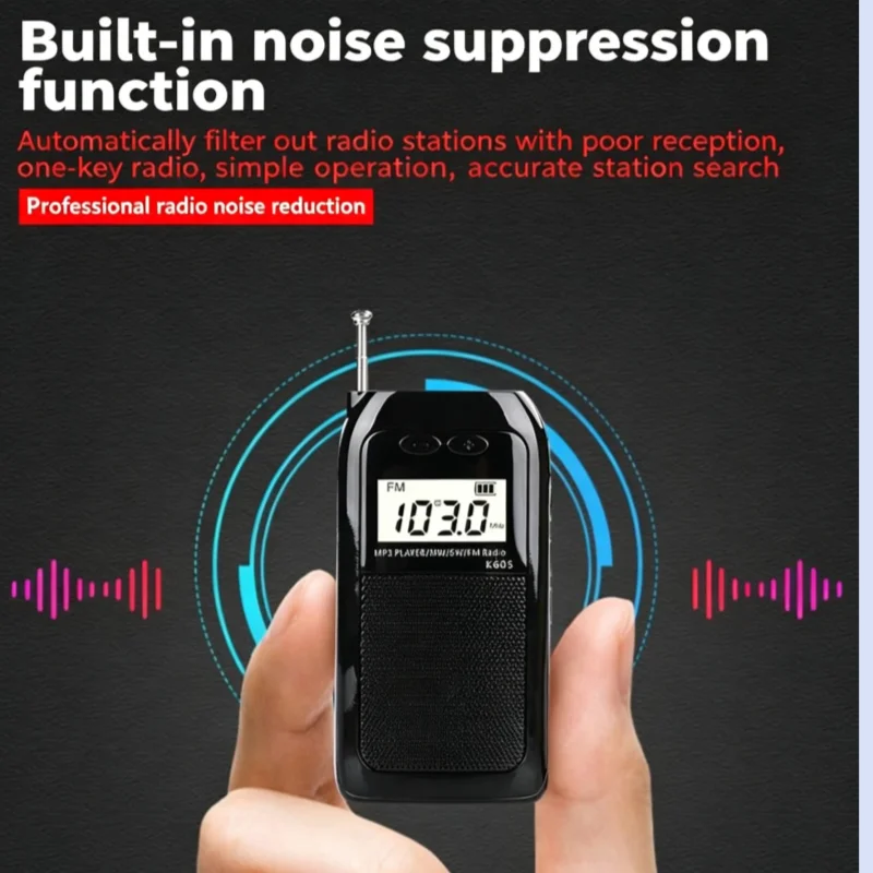 휴대용 미니 FM AM 단파 라디오 LCD 디지털 수신기, 스테레오 스피커, TF 카드 MP3 플레이어, 실내외 스포츠 음악용