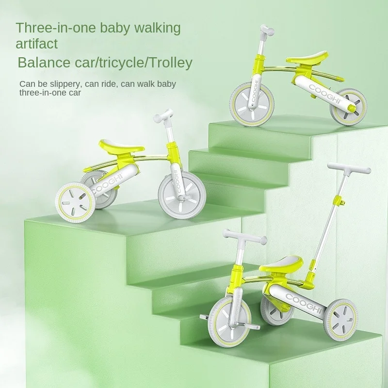 Children's Balance Bike Baby Bicycle 3 in 1 Handcart Baby Stroller Foldable Foam Wheel Exercise Balance Ability Skateboard