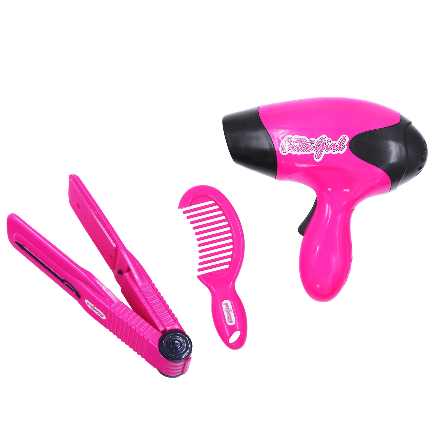 Exquisite Girl Simulation Accessories Children's Dressing Toys Hair Dryer Comb Holder Need to Bring Own Battery makeup toy,princess pretend toys