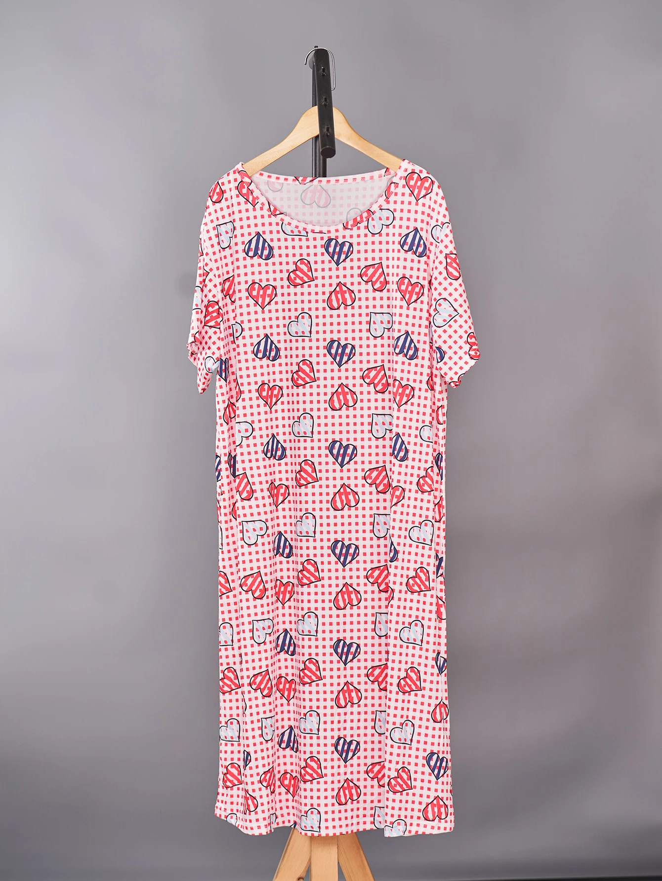 Plus Size Dress Over Knee Love Picture Home and Casual Wear Both Plus Size 1-5XL 2024 New Dress