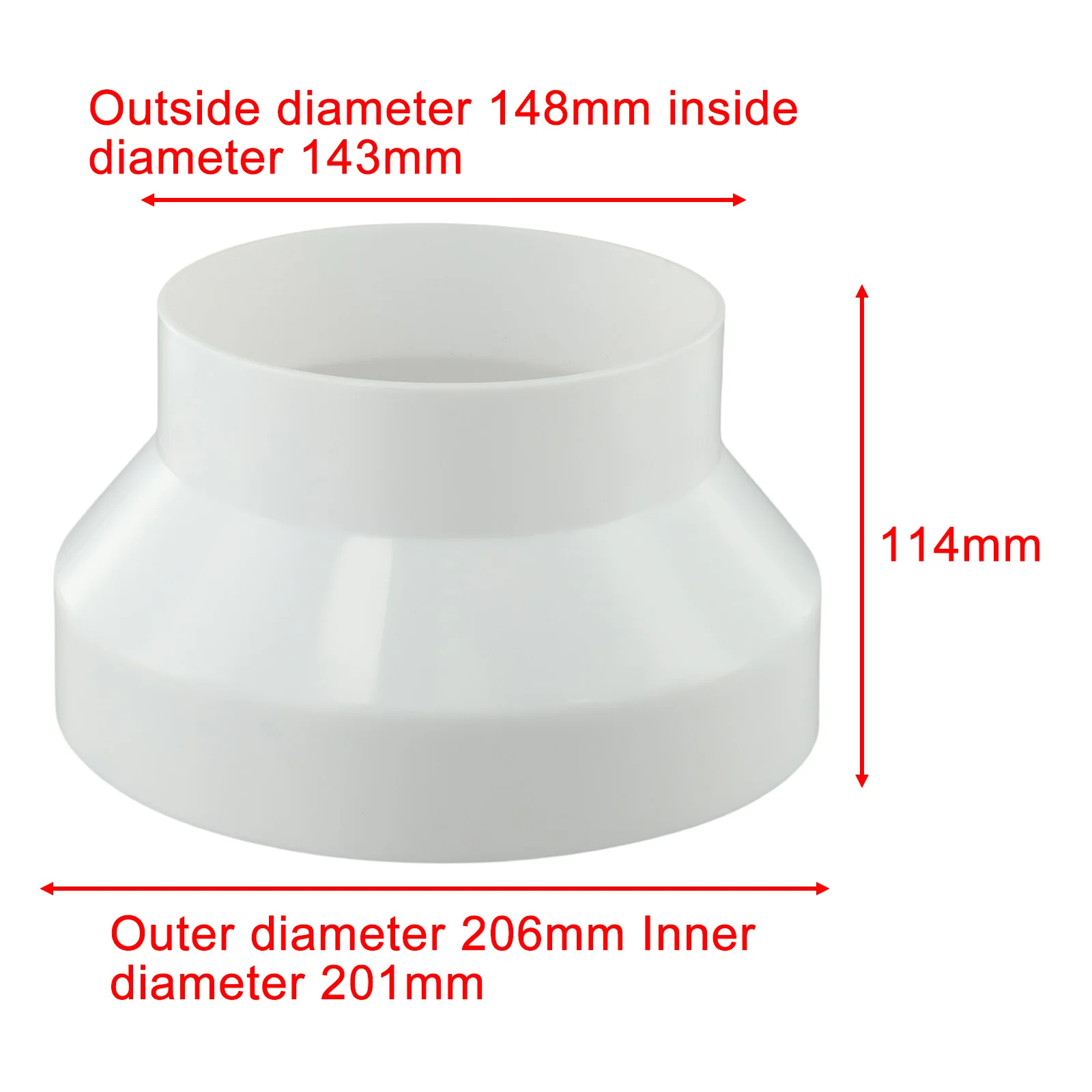 Ventilation Duct Pipe Adapter, 6&rdquo; To 4&rdquo; Ducting Reducer Increaser Cone For Grow Tent Bathroom Kitchen Ventilation Systems