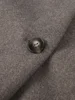 Women Fashion Grey V Neck Loose Warm Jackets Autumn Retro Button Long Sleeve Coat With Pockets Lady Casual High Street Outerwear 5