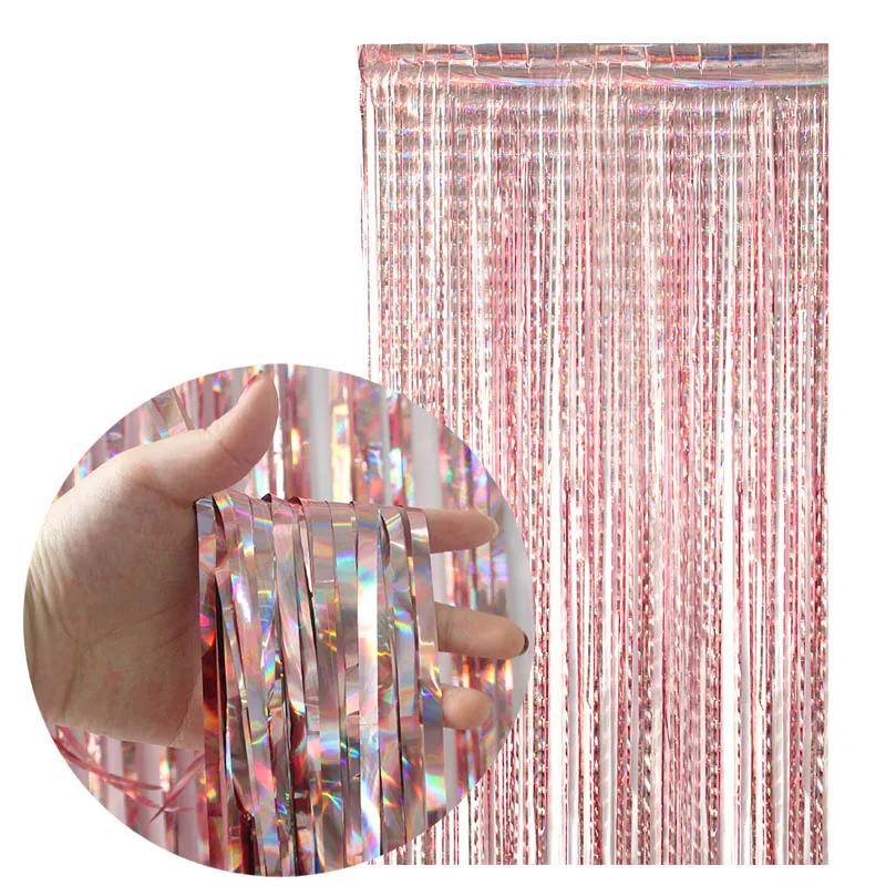 Silver Metallic Tinsel Fringe Curtains - Party Backdrop Decor (2-Pack)