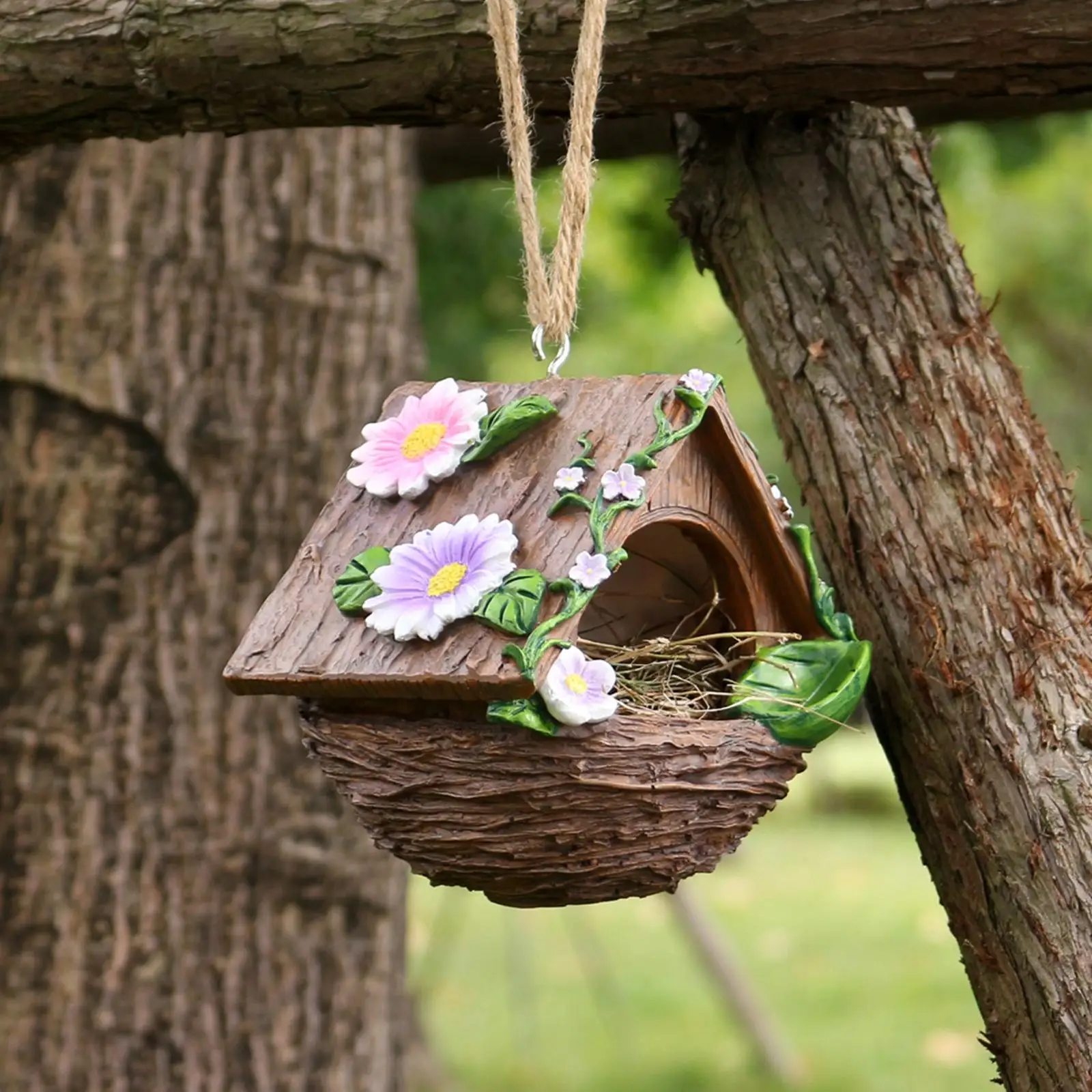 รูปสินค้า บ้านนกตกแต่งสวนสไตล์ชนบท นกนางแอ่น นกโรบิน