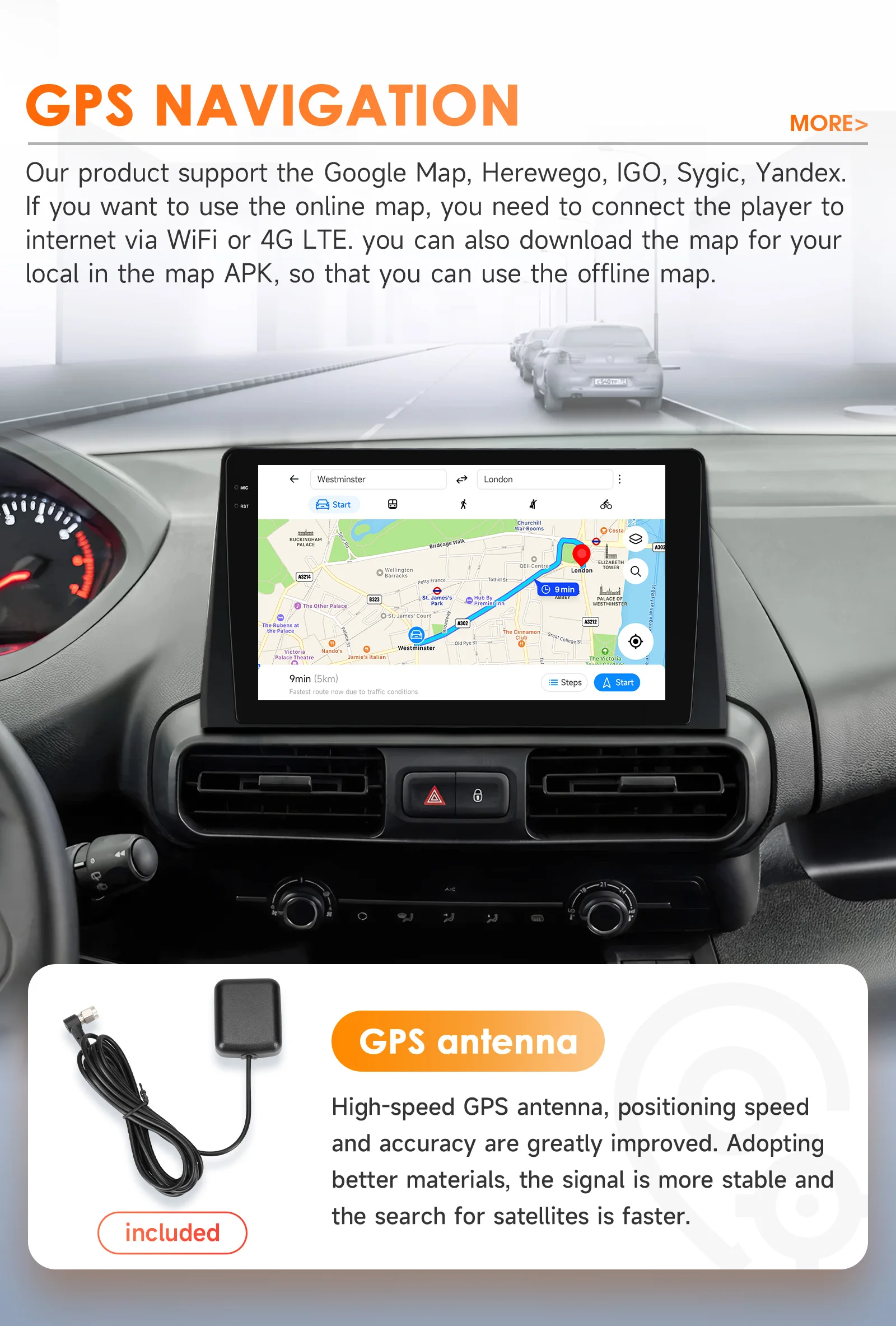 Hizpo Wireless CarPlay Android Auto Radio für Fiat Doblo 2021 2022 2023 2024 Smart Car Systems Multimedia Bildschirm Stereo GPS Navi – Detail 29