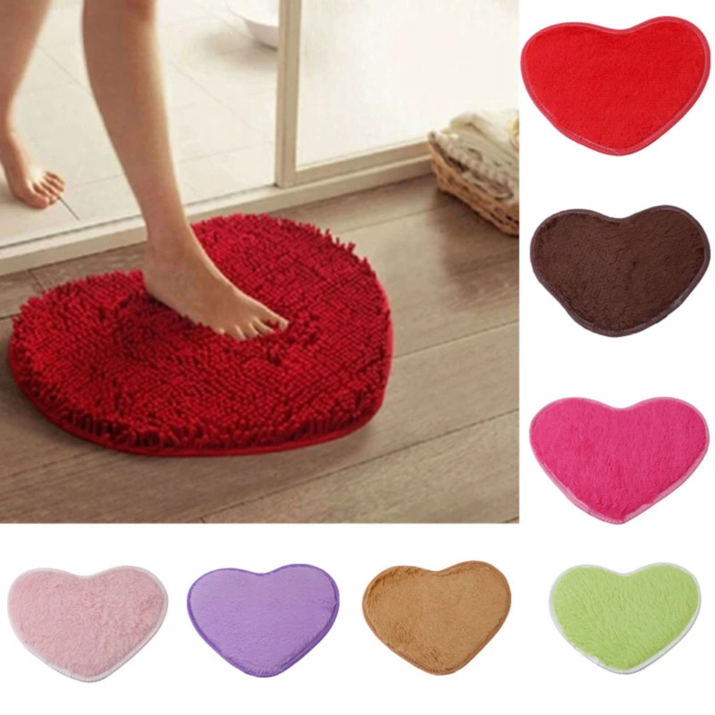 30*40cm Love Heart Shaped Doormat Non-Slip Soft Microfiber Fluffy Bathroom Floor Area Rug For Bedroom Mat Carpets Living Room floor mat plush rug decorative carpet plush carpet non slip carpet floor cushion