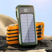 Large Capacity Solar Power Bank 4 in 1 Built in Cable Fastcharge  Mobile Power Battery LED Light iPhone Samsung Xiaomi 2