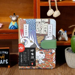 Adorable Cat-Themed PU Leather Magnetic Notebook - Japanese Art Style Diary & Planner - A6 (Fish Banner)