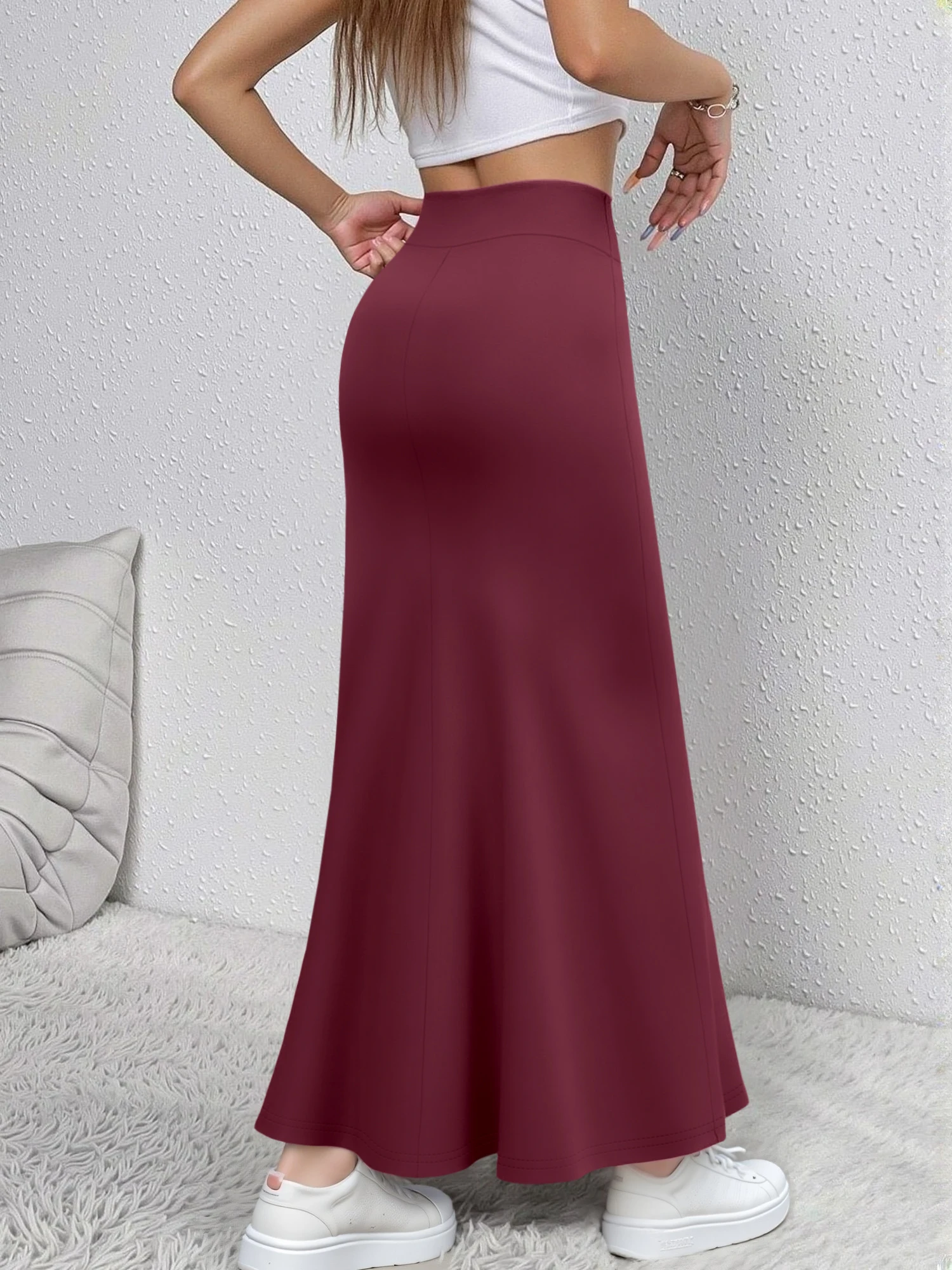 Women Midi Skirt High Waist A line Flowy Hem Breathable Material Perfect for Fashion Shoots Casual Streetwear Daily Errands 4