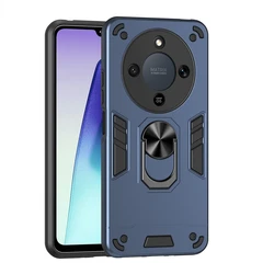 Armor Shockproof Magnetic Ring Holder Case with Camera Lens Protection - Honor X70 5G (Navy)