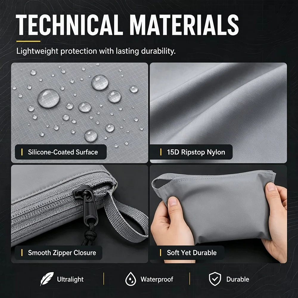 Ultralight Waterproof Travel Pouch Set - Silicone Coated Nylon Organizer Bags