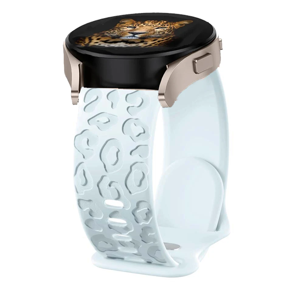 Leopard Print Engraved Loop Bracelet Watch Strap, 20mm