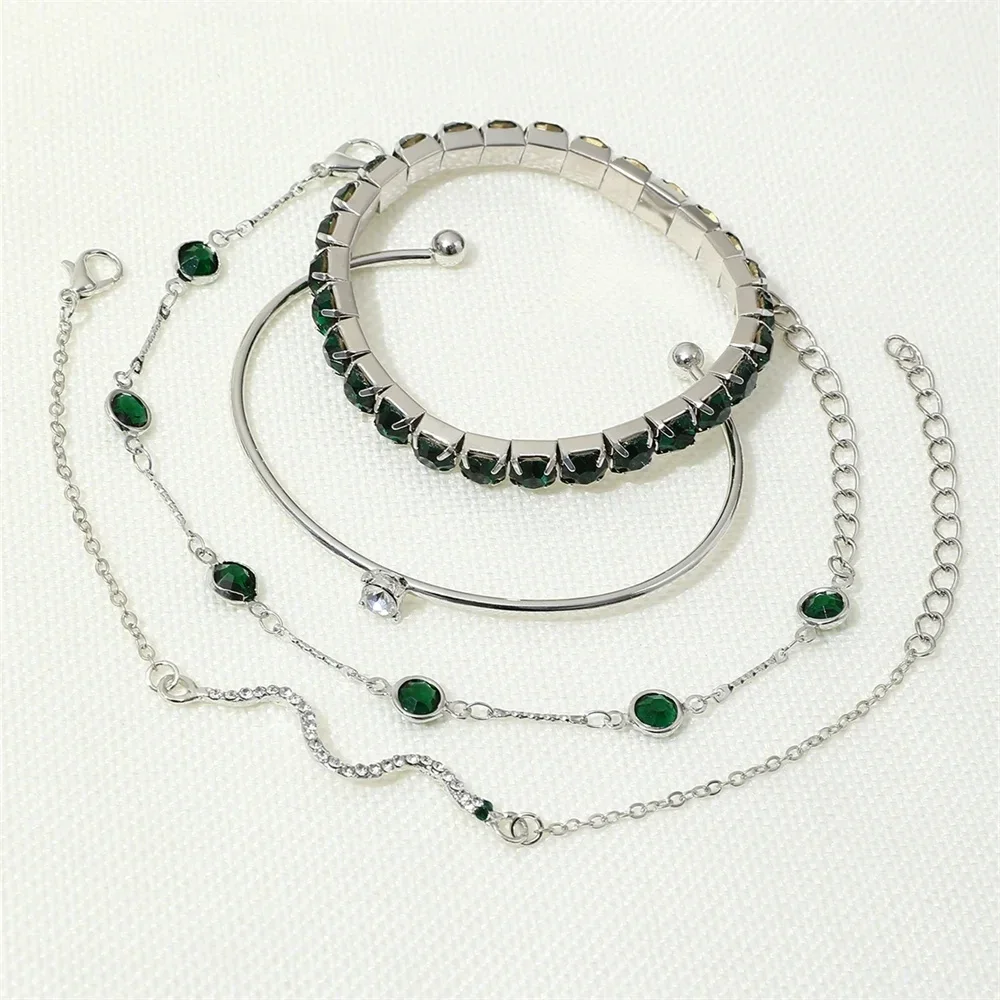 3 Pcs/set Geometric Twisted Lines Irregular Shaped Open Cuff Bracelet and Bangle Set for Women Punk Exaggerated Style Accessor