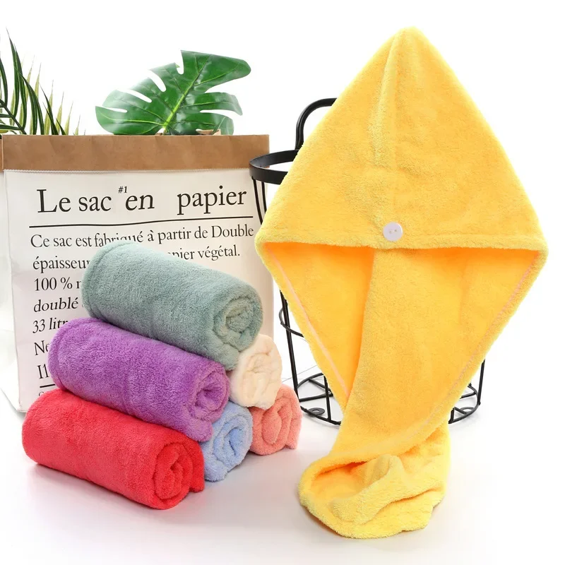 Hair Towel Microfiber Towel Women Hair Drying Hat Quick-dry Microfiber Hair Towel Cap Bath Solid Super Absorption Turban Dry
