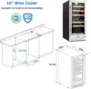 Mini Fridge 15 Inch Wine Cooler Under Counter, 30 Bottle Dual Zone Wine Fridge with Stainless Steel, Wine Refrigerator Fre 6