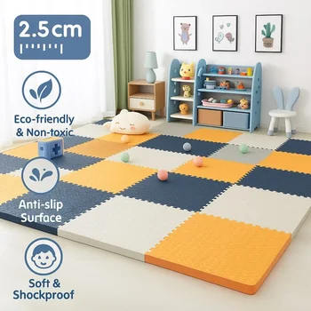 2.5CM Thick Baby Crawling Mat with Soft Interlocking Puzzle Pieces for Kids Play Areas Educational Toy Nursery Play Rug EVA Foam 1
