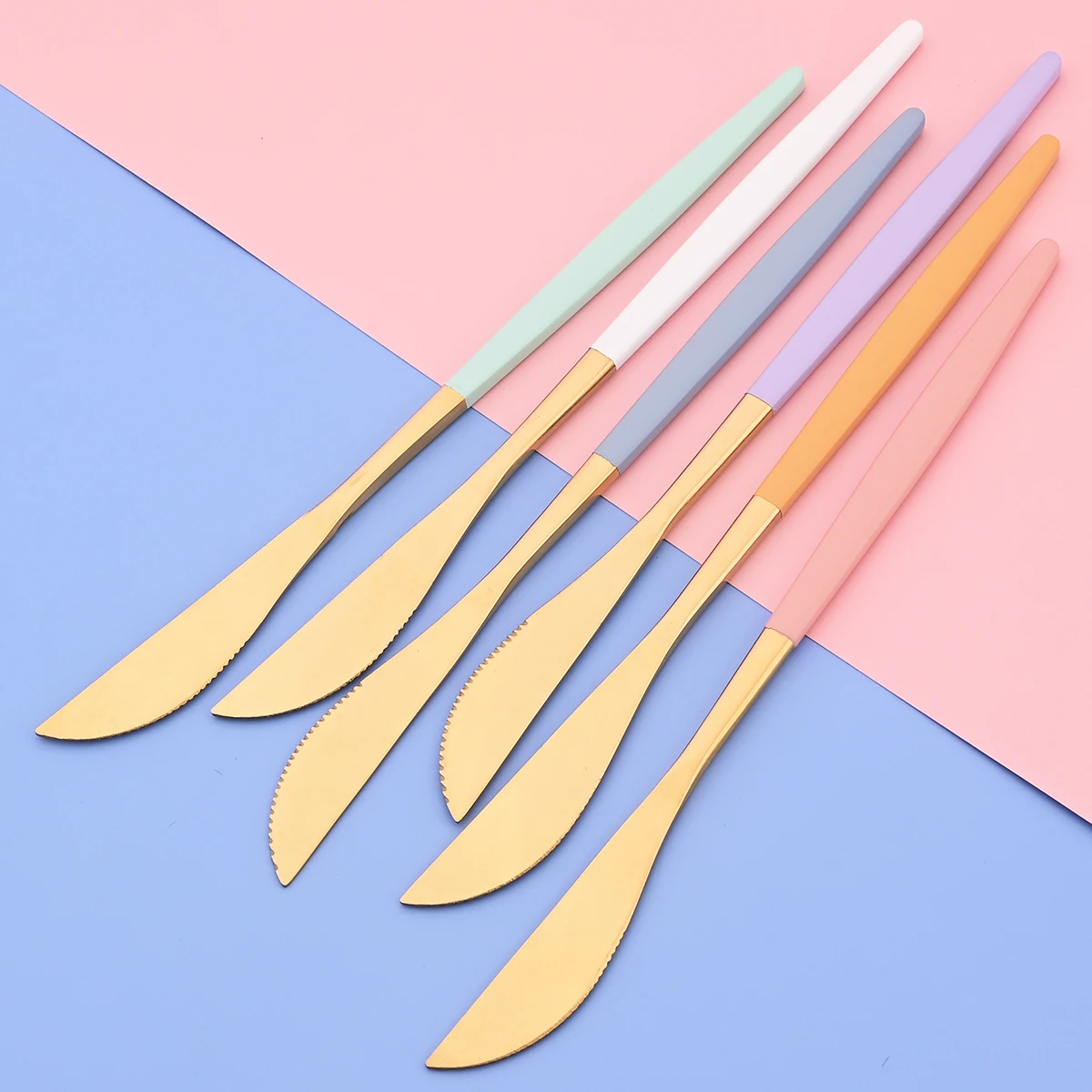 Dinnerware Set Stainless Steel Tableware Knife Fork Tea Spoon Cutlery Set Multiple Colour Silverware Kitchen Flatware 24Pcs cutlery set western style cutlery set picnic cutlery set stainless steel cutlery set