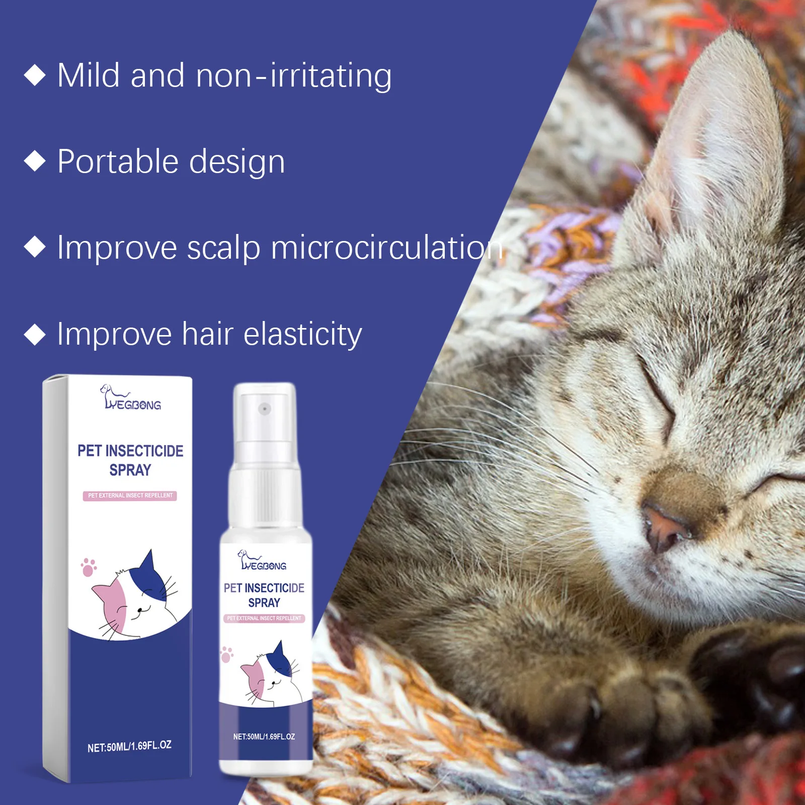 YEGBONG Pet Deodorant Spray, Cat and Dog Flea Liquid Deodorant Body Spray