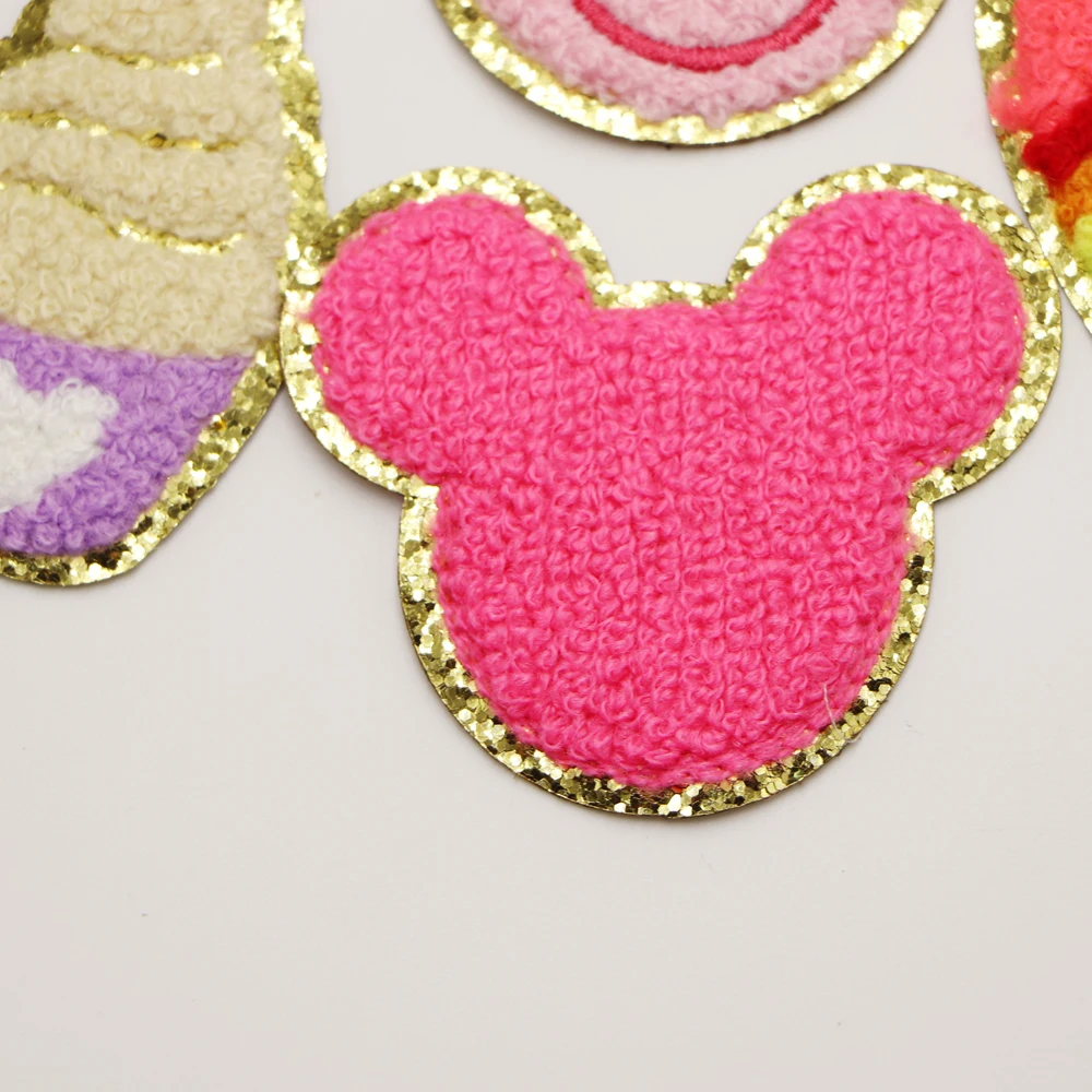 1PC Schloss Bögen Eis Chenille Stickerei Eisen Auf Patch Für Kleidung Applique DIY Eisen Auf Kleidung Aufkleber Nähen auf taschen – Detail 2