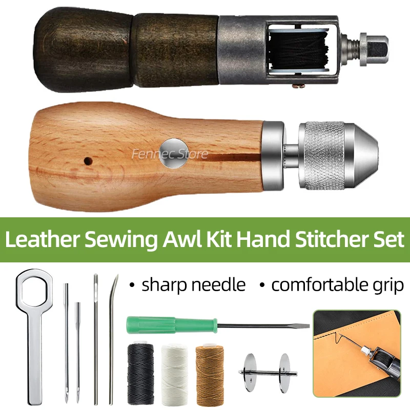 Leather Sewing Awl Thread Kit DIY Craft Shoemaker Canvas Repair Tool