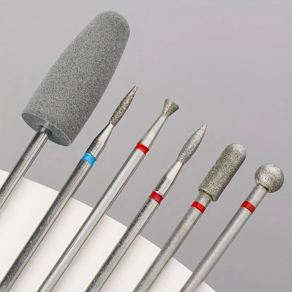 Diamond Sand Nail Files Drill Cuticle Polishing Bit Nail Grinding Head Electric Manicure Set Removing Acrylic Nails Gel 6pcs electric manicure set