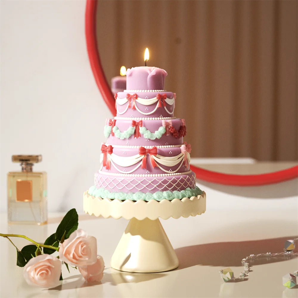 Nicole Cake Candle Molds DIY Scented Aromatic Candle Silicone Mold 3D Birthday Cake Making Mould Home Decoration