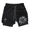 Men's Trendy Printed 2-in-1 Training & Running Shorts Quick-Dry Breathable Performance Gym for Summer Sport Athletic Activewear