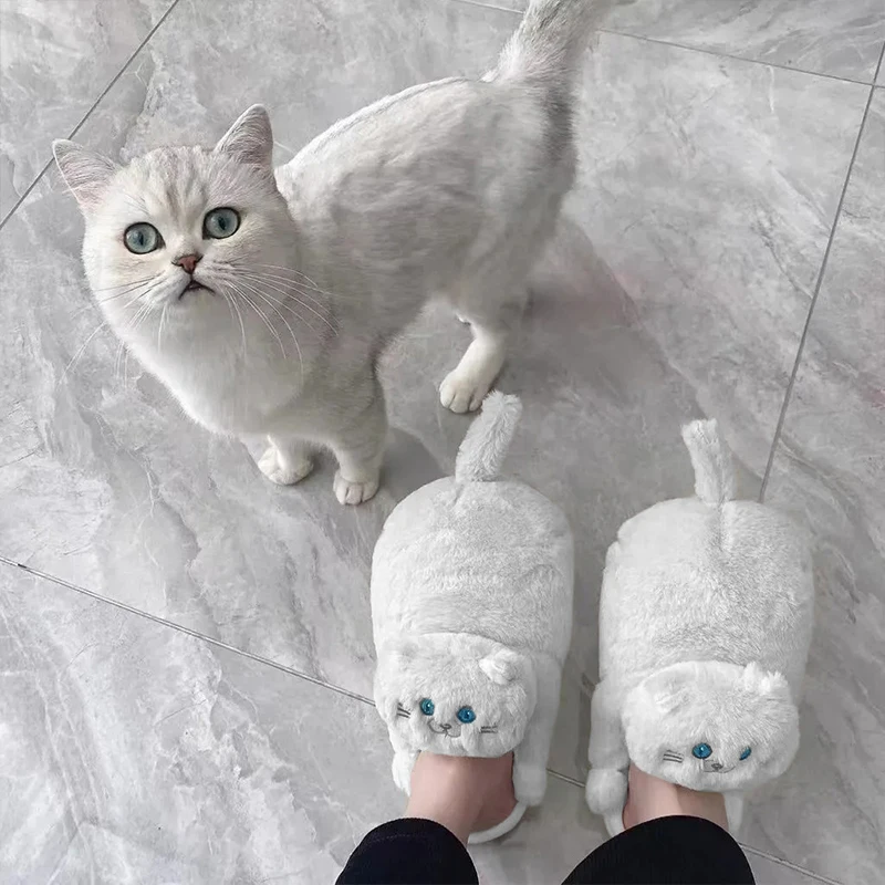 Pantofole Kawaii A Forma Di Gatto Luna - Morbide Peluche Con Orecchie, Taglia Unica Per Donne E Uomini - 3
