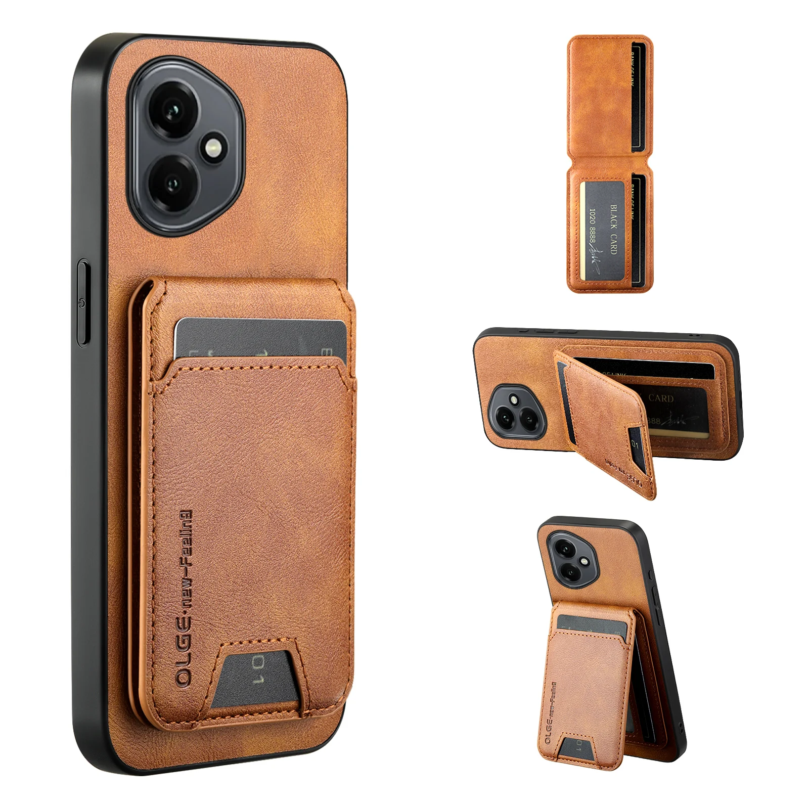 Magnetic Leather Wallet Card Holder Case with Stand Feature