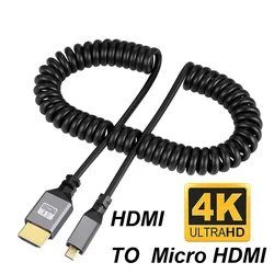 Ultra HD Flexible Spiral HDMI Extension Cable - Adjustable Length, Male to Male Plugs - 0.5 - 2.4M (TO Micro HDMI)