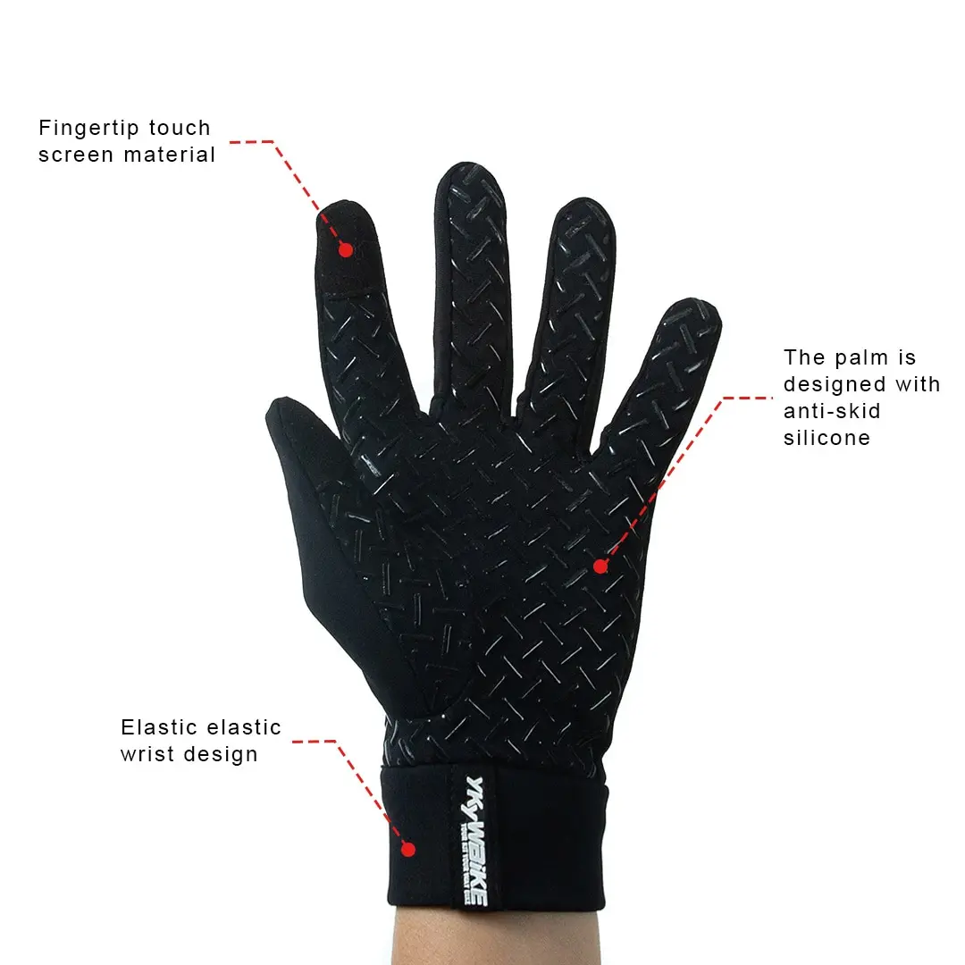 YKYWBIKE Winter Cycling Gloves Men Women Touch Screen Padded Bike Glove Water Resistant Windproof Warm AntiSlip Elastic Running 2