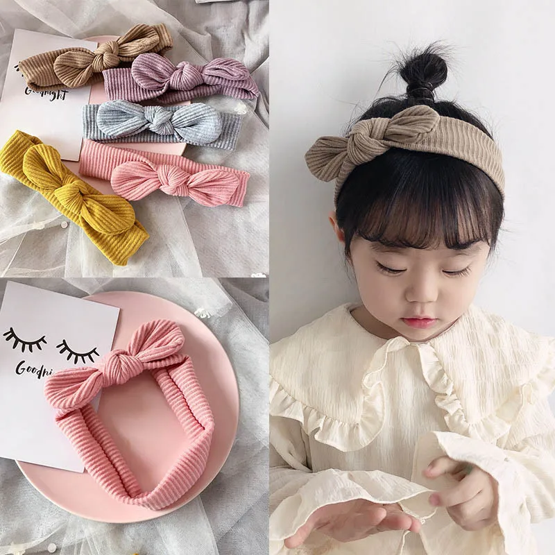 

Korean Fashion Solid Color Bow Head Band Rabbit Ears Head Band Nylon Headbands Baby Girls Headwear Girls Kids Hair Accessories